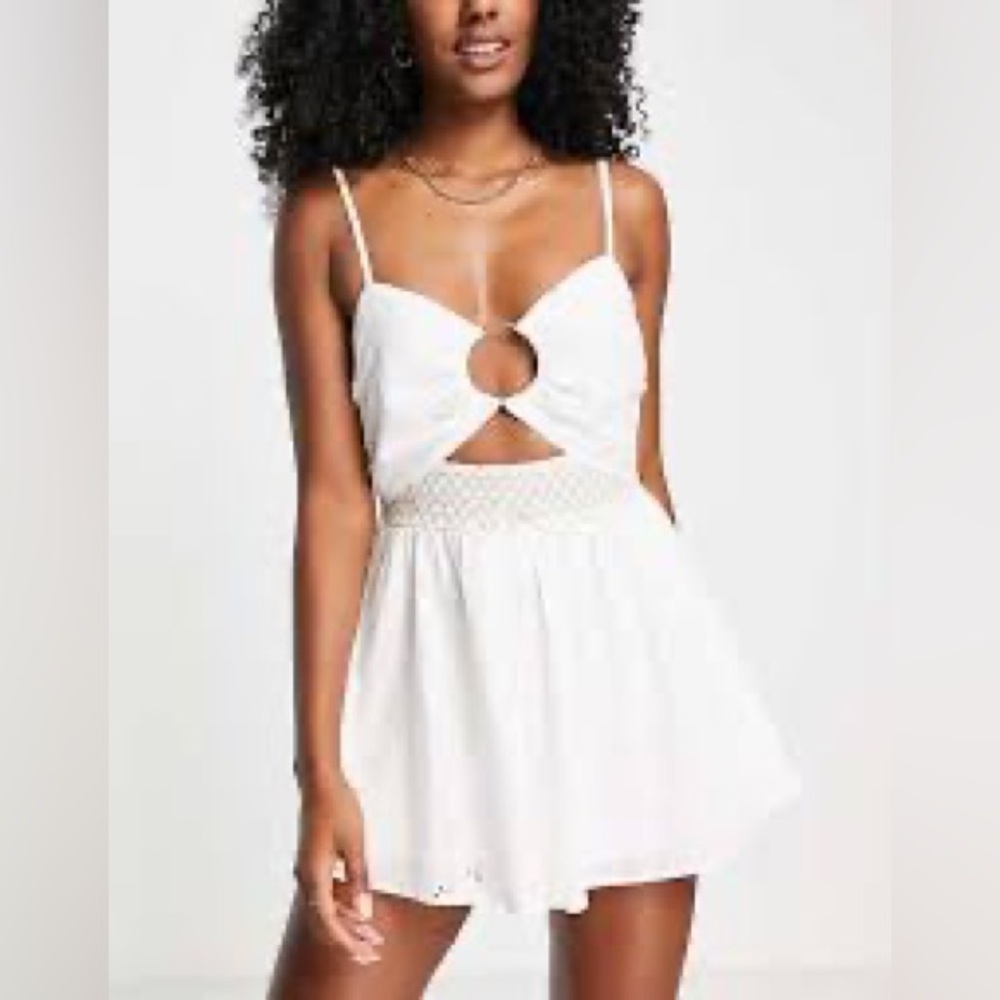 River Island/ASOS Cream Textured Romper